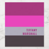 Roze grijs en donker gedempt Paarse streepjespatro Wijn Etiket (Enkel label)