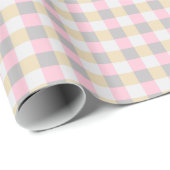 Roze Grijs En Geel Gingham Cadeaupapier (Rol Hoek)