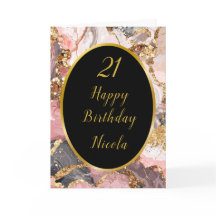 Roze, Grijs en Goud Marmeren Agaat Verjaardagsfees