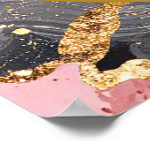 Roze, Grijs en Goud Marmeren Agaat Verjaardagsfees Poster (Hoek)