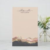 Roze grijs en gouden elegante moderne script briefpapier (Staand voorkant)