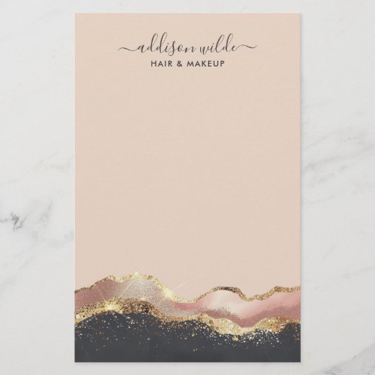 Roze grijs en gouden elegante moderne script briefpapier (Voorkant)