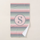 Roze Grijs en Groen Horizonaal Gestreept Bad Handdoek (Handdoek)