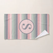 Roze Grijs en Groen Horizonaal Gestreept Bad Handdoek (Handdoek)