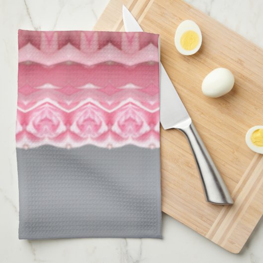 Roze grijs en groen theedoek (Quarter Fold)