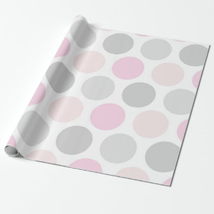 Roze grijs en huidskleurige polka stippen inpakpap cadeaupapier