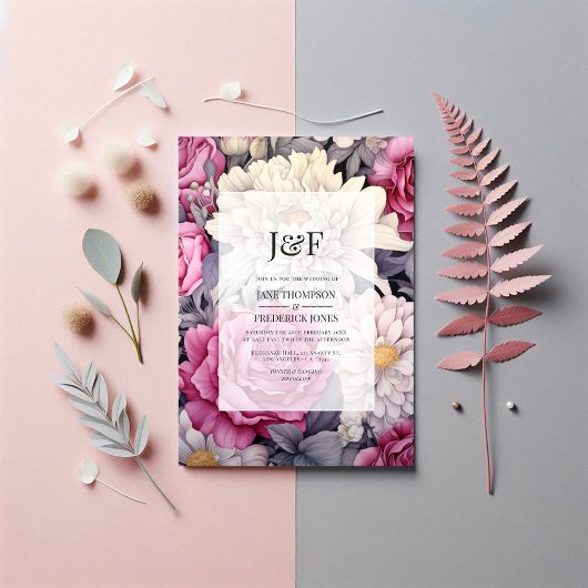 Roze, grijs en ivoor bloemendruiloftetlogo kaart