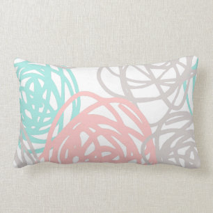 Roze Grijs en Teal Doodle Patroon Kussen