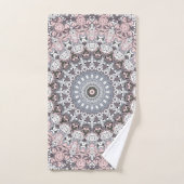 Roze grijs en wit mandala patroon bad handdoek (Handdoek)
