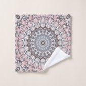 Roze grijs en wit mandala patroon bad handdoek (Wasdoekje)