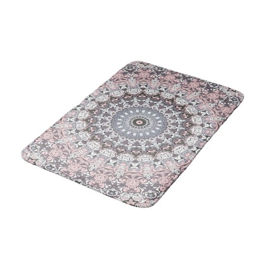 Roze grijs en wit mandala patroon badmat (Gekanteld)