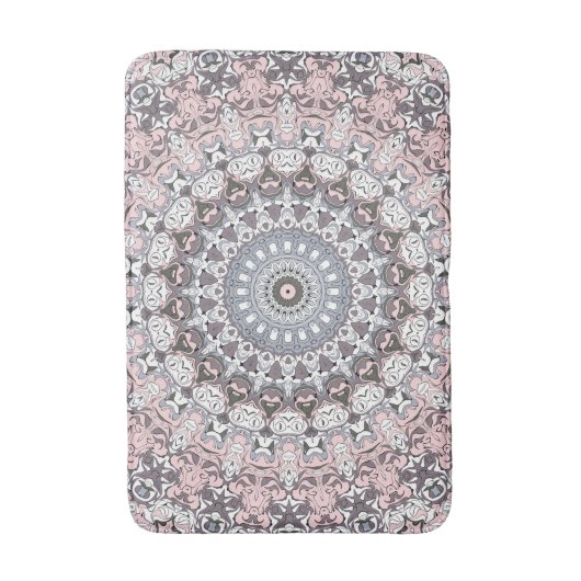 Roze grijs en wit mandala patroon badmat (Voorkant Verticaal)