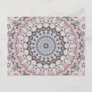 Roze Grijs en Wit Mandala Patroon Briefkaart