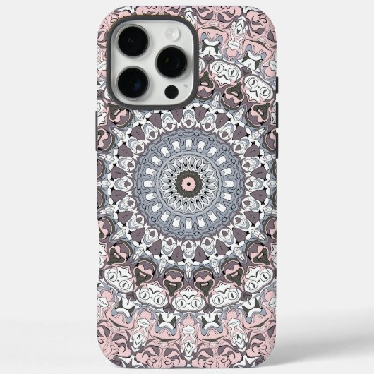 Roze Grijs en Wit Mandala Patroon Case-Mate iPhone Case (Achterkant)