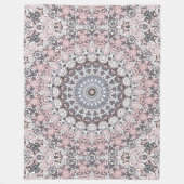 Roze grijs en wit mandala patroon fleece deken (Voorkant)