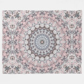 Roze grijs en wit mandala patroon fleece deken (Voorkant (Horizontaal))