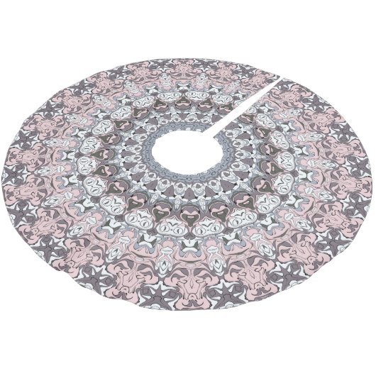 Roze grijs en wit mandala patroon kerstboom rok (Gekanteld)