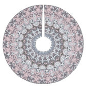 Roze grijs en wit mandala patroon kerstboom rok (Voorkant)