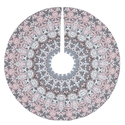 Roze grijs en wit mandala patroon kerstboom rok (Voorkant)