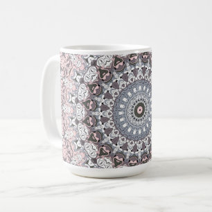 Roze Grijs en Wit Mandala Patroon Koffiemok