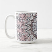 Roze grijs en wit mandala patroon koffiemok (Links)