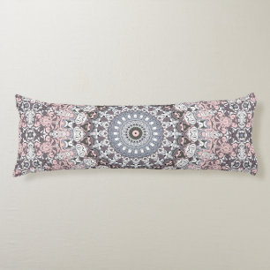 Roze Grijs en Wit Mandala Patroon Lichaamskussen