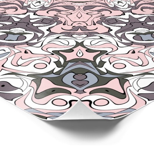 Roze grijs en wit mandala patroon perfect poster (Hoek)