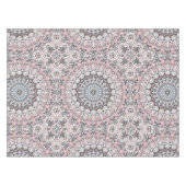 Roze grijs en wit mandala patroon tafelkleed (Voorkant (Horizontaal))