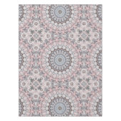 Roze grijs en wit mandala patroon tafelkleed (Voorkant)