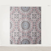 Roze grijs en wit mandala patroon wandkleed (Voorkant)