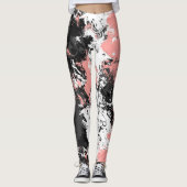 Roze, grijs en wit marmer leggings (Voorkant)