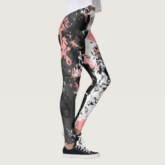 Roze, grijs en wit marmer leggings (Rechts)