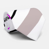 Roze grijs en wit met zwarte strepen stropdas (Opgerold)