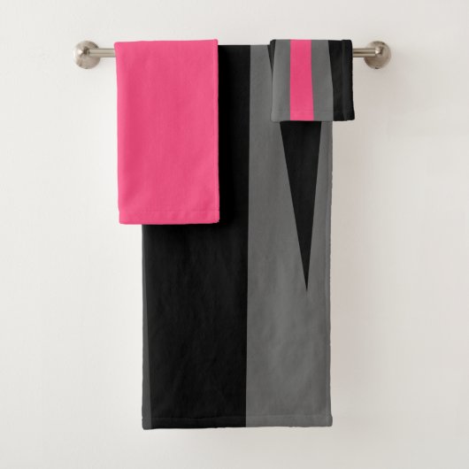 Roze grijs en zwart Abstract Bad Handdoek (Insitu)