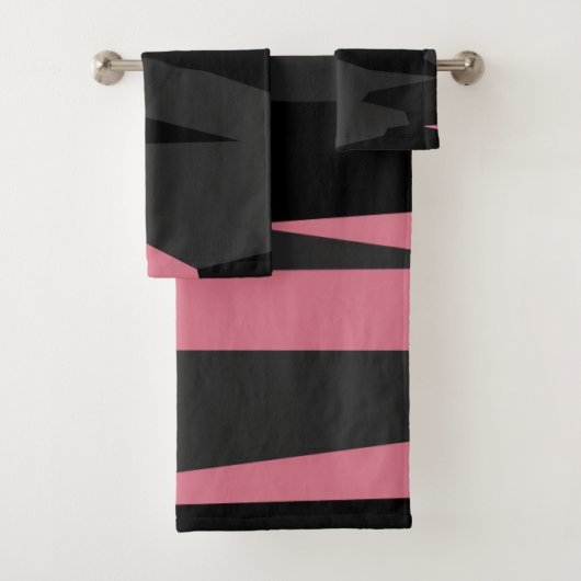 Roze grijs en zwart Abstract Bad Handdoek (Insitu)
