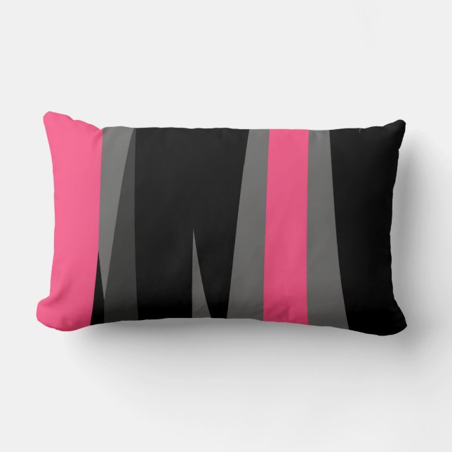 roze grijs en zwart abstract kussen (Voorkant)