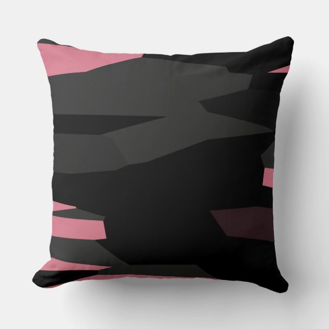 roze grijs en zwart abstract kussen (Voorkant)