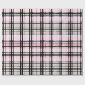  Roze, Grijs en Zwart Plaid Gift Wrap Cadeaupapier (Vlak)