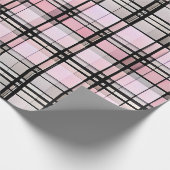  Roze, Grijs en Zwart Plaid Gift Wrap Cadeaupapier (Hoek)