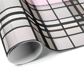  Roze, Grijs en Zwart Plaid Gift Wrap Cadeaupapier (Rol Hoek)
