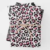 Roze, grijs en zwart Safari Animal Print Inpakpapier Vel (In situ)