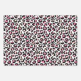Roze, grijs en zwart Safari Animal Print Inpakpapier Vel