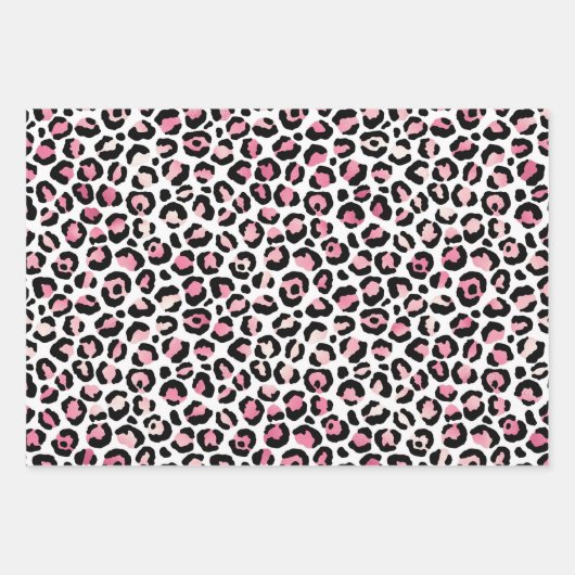 Roze, grijs en zwart Safari Animal Print Inpakpapier Vel (Voorkant)