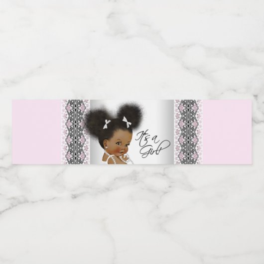 Roze Grijs Etnische Baby Meisje Waterfles Labels Etiket (Enkel label)