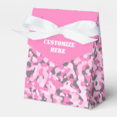 Roze & Grijs gecamoufleerde Tent Favor Box Bedankdoosjes (Voorkant Zijde)