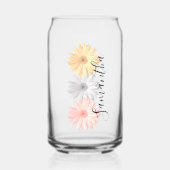 Roze Grijs Geel Daisy Bloemen Naam Blikvorm Glas (Voorkant)