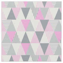 Roze Grijs Geometrisch Driehoekpatroon Stof