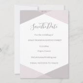 Roze grijs geometrisch monogram Save the date Wedd Kaart (Voorkant)