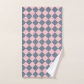 Roze Grijs Geruit Diamant Patroon Bad Handdoek (Handdoek)