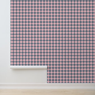 Roze Grijs Geruit Diamant Patroon Behang